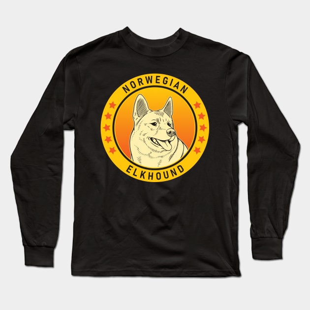 Norwegian Elkhound Dog Portrait Long Sleeve T-Shirt by millersye